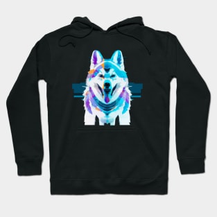 Cute Alaskan Husky Dog Trippy Glitchy Pshychadelic Artwork Hoodie